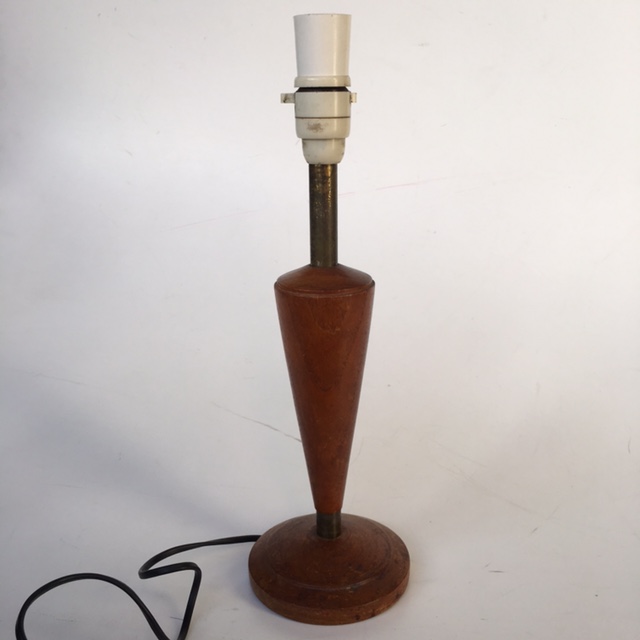 LAMP, Base (Table) - 1960s Teak Wood w Brass Stem